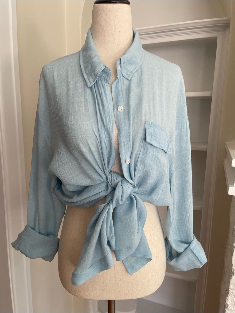 Beach Coverup / Oversized Versatile Gauzy Shirt - XL